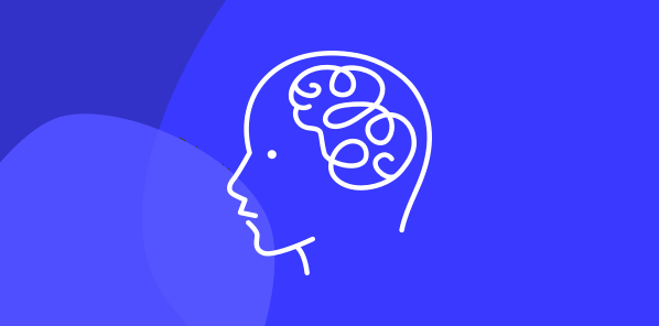 Stress management Icon outline of head profile with scribbles for messy brain to convey someone feeling stress