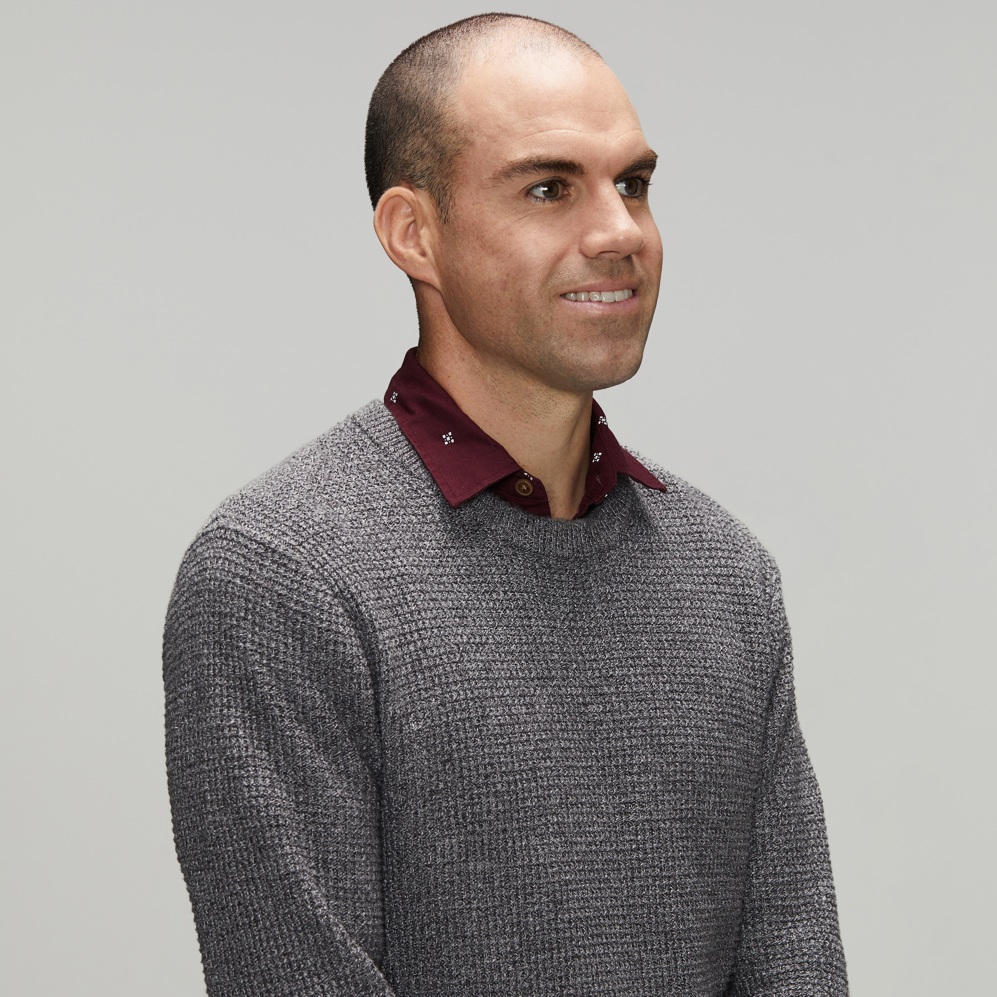 Mark's story Police officer wearing smart casual clothes looking to right of camera; white male early to mid thirties
