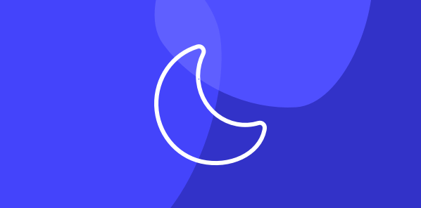 Sleep support White crescent moon icon a light and dark blue background